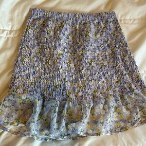 Purple Floral Elastic Skirt